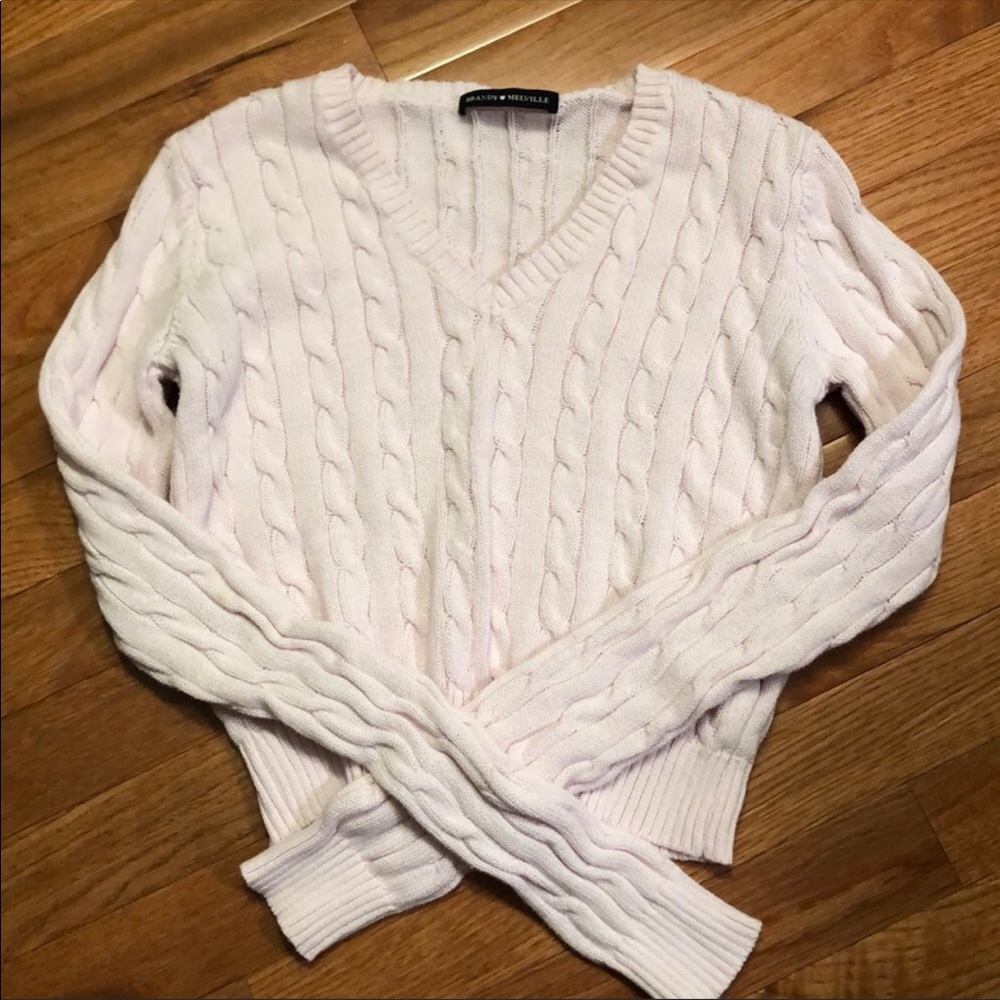 Pink cable knit cropped sweater